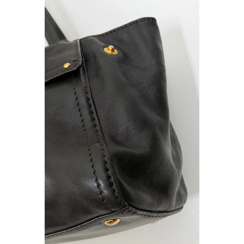 Vintage Michael Kors Black Leather Shoulder Bag with Gold Buckles